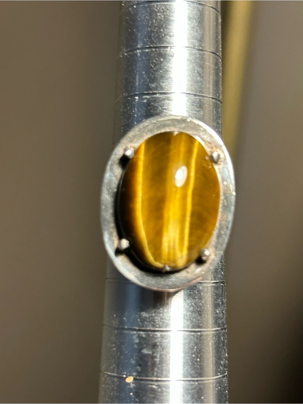 Vintage Tigers Eye Ring Sterling Silver 925 Israel Artisan